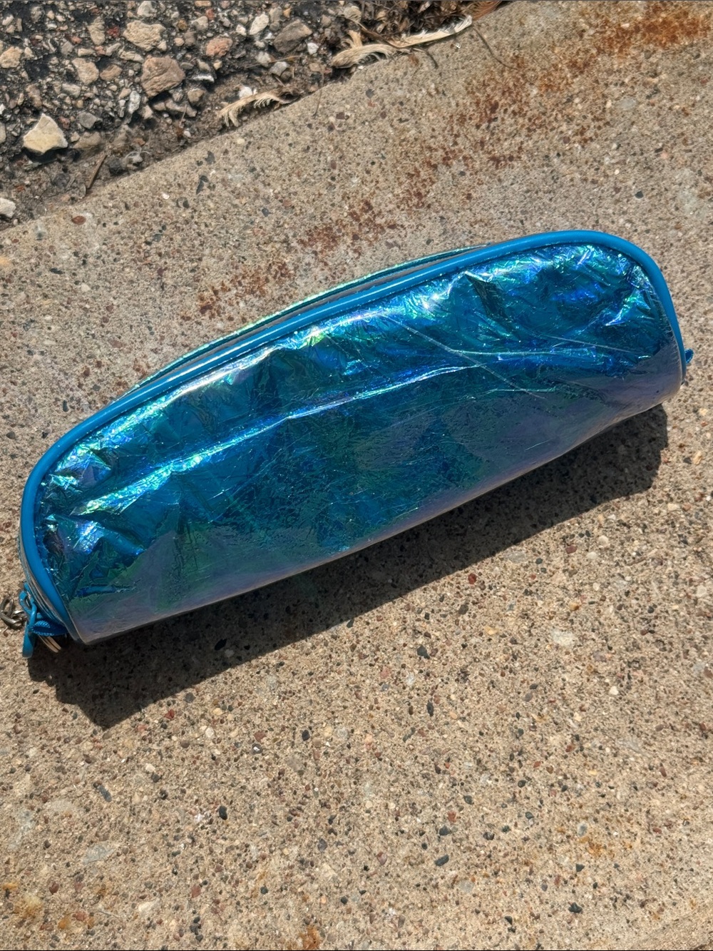 Vintage Lisa Frank Blue Iridescent Pencil Case